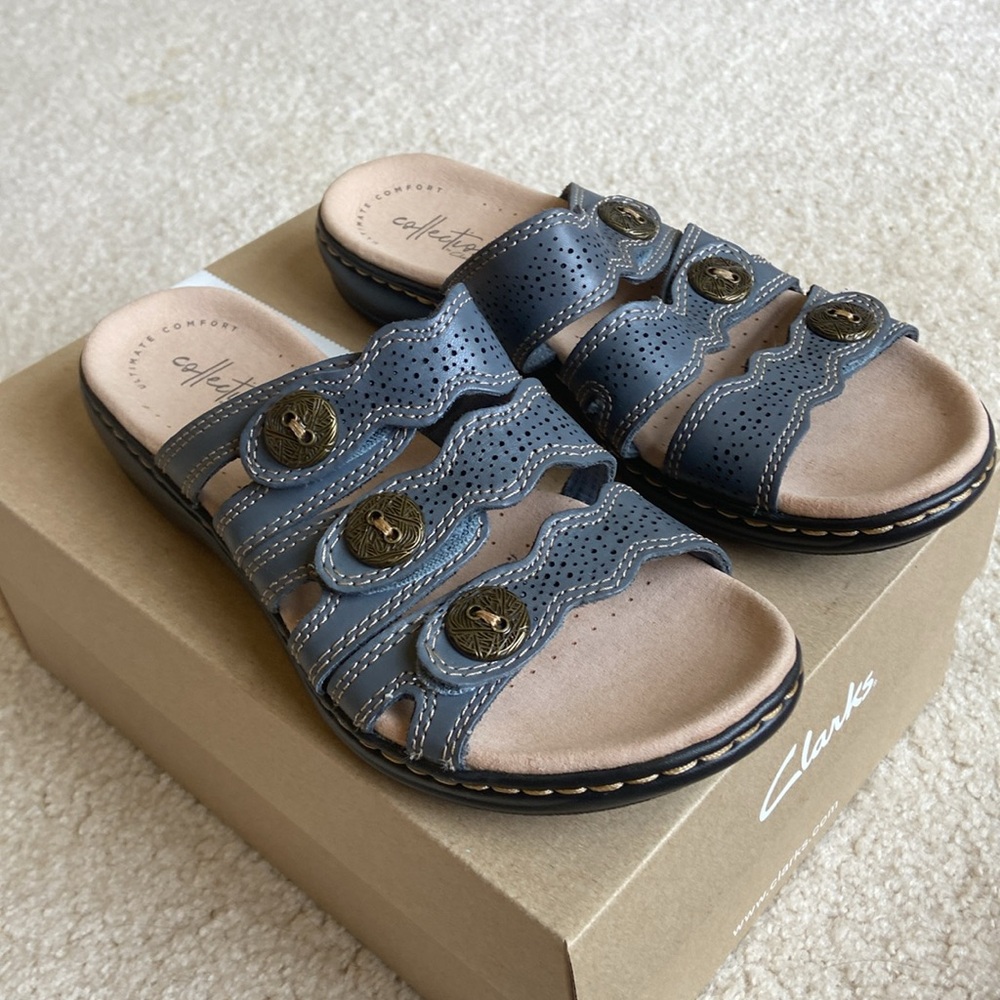 Clarks women’s leather slide sandals